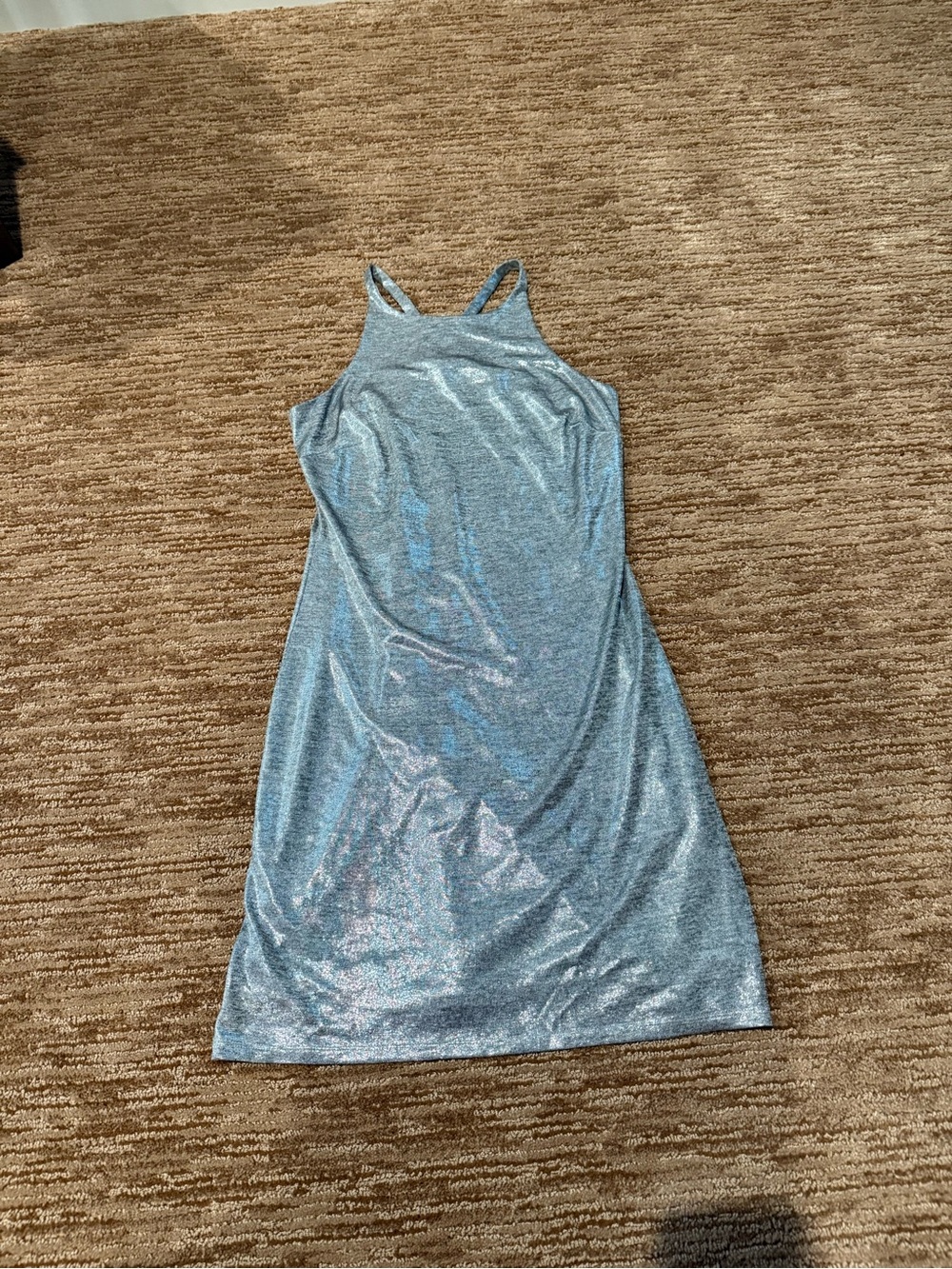 Shimmery Silver Slip Dress